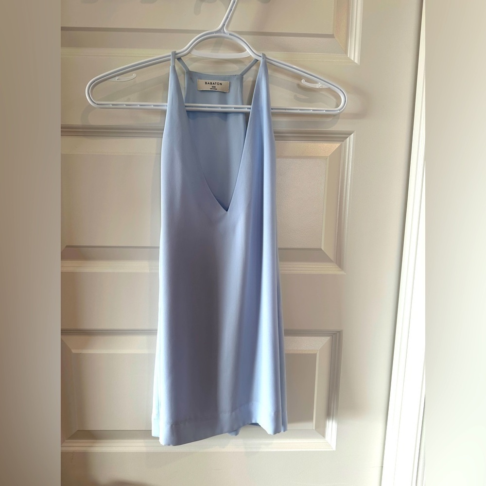 Aritzia Babaton Morris Blouse Tank Top V- Neck Size XXS Women’s blue